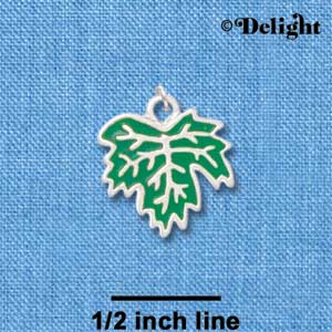 C3879 tlf - Medium Green Leaf - 2 Sided - Silver Charm 