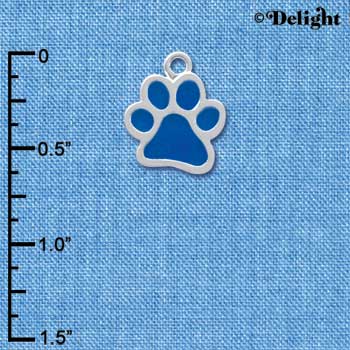 C3890 tlf - Medium Translucent Royal Blue Paw - 2 Sided - Silver Charm 