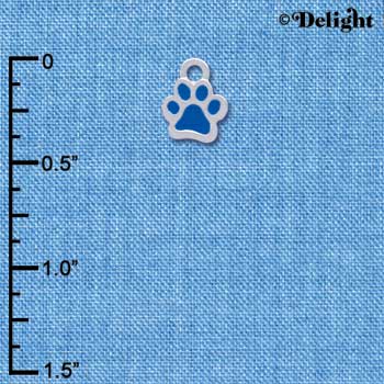 C3896 tlf - Mini Translucent Royal Blue Paw - 2 Sided - Silver Charm 