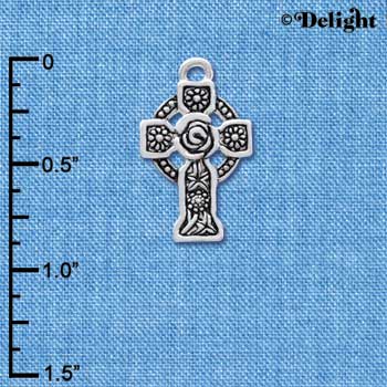 C3905 tlf - Large Silver Celtic Cross - Silver Charm 