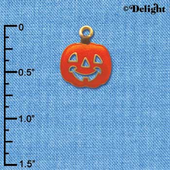 C3929 tlf - Translucent Orange Jack O'Lantern Pumpkin - Gold Charm