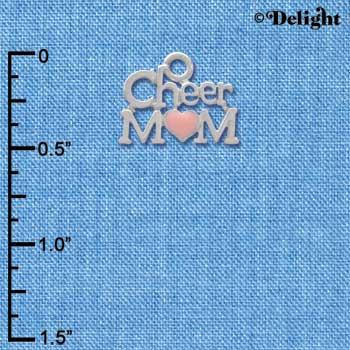 C3948 tlf - Cheer Mom with Pink Heart - Silver Charm