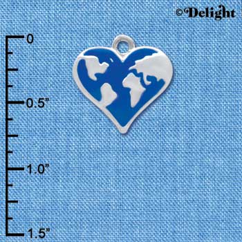 C3964 tlf - Enamel Earth Heart - Silver Charm