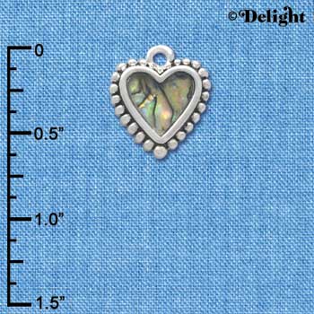 C3969 tlf - Abalone Shell 2-D Heart - Silver Charm