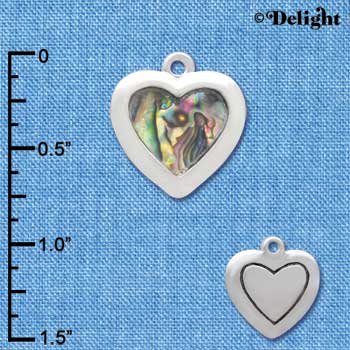 C3970 tlf - Abalone Shell Heart - Silver Charm