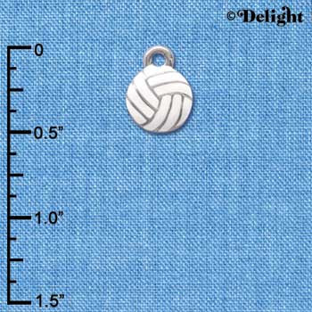 C3972 tlf - Mini Enamel Volleyball - 2 Sided - Im. Rhodium Charm