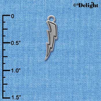 C4028 tlf - Silver 2-D Lightning Bolt - Im. Rhodium Charm