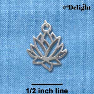 C4036 tlf - Silver Outline Lotus Flower - 2 Sided - Im. Rhodium Charm