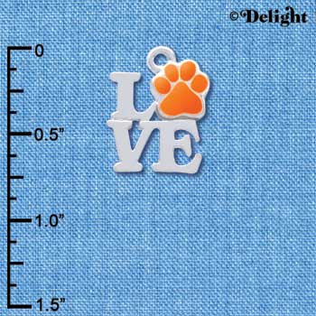 C4047 tlf - Silver Love with Orange Paw - Silver Charm