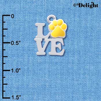 C4048 tlf - Silver Love with Yellow Paw - Silver Charm