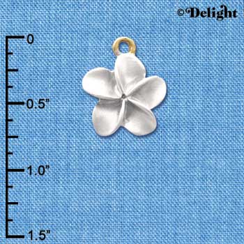 C4112 tlf - Pearl White Plumeria Flower - Gold Plated Charm