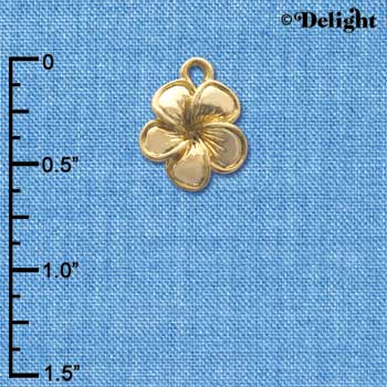 C4113 tlf - Gold Plumeria Flower - Gold Plated Charm