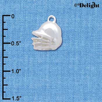 C4159+ tlf - Small Silver Softball Helmet - Silver Plated Charm