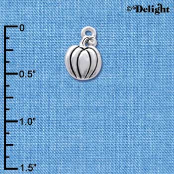 C4177 tlf - Small Silver Pumpkin - Silver Plated Charm