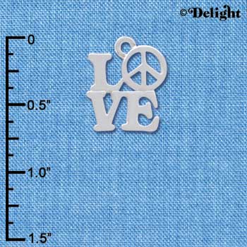 C4182 tlf - Love with Peace Sign - Silver Plated Charm