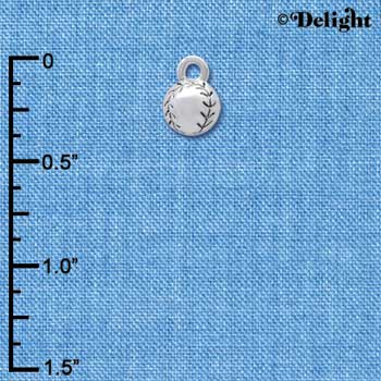 C4219+ tlf - Mini Silver Baseball/Softball - Silver Plated Charm