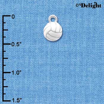 C4221+ tlf - 3-D White Volleyball - Silver Plated Charm