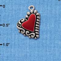 C1029* - Heart - Red Fancy - Silver Charm (Left or Right)