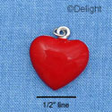 C1037 - Heart - Red - Silver Charm