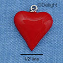 C1038 - Heart - Red Long - Silver Charm