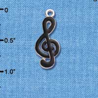 C1040 - Clef Note - Black - Silver Charm