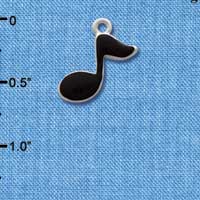 C1041 - Musical Note - Black - Silver Charm