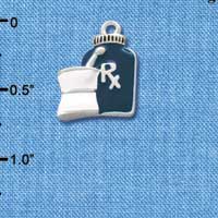 C1052 - Prescription Bottle - Blue - Silver Charm