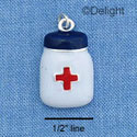 C1058 - Medicine Bottle - White - Silver Charm