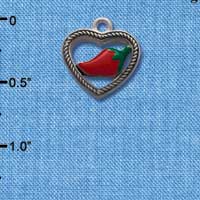 C1064* - Heart - Rope Jalapeno - Silver Charm L&