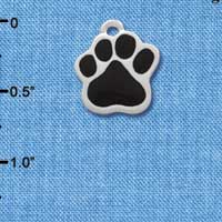 C1085 - Large Black Paw - Silver Charm