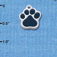 C1086 - Large Blue Paw - Silver Charm