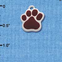 C1089 - Large Maroon Paw - Silver Charm