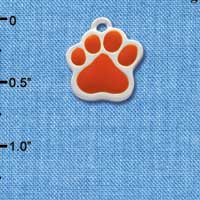 C1090 - Large Orange Paw - Silver Charm