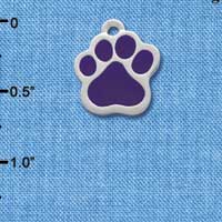 C1091 - Large Purple Paw - Silver Charm