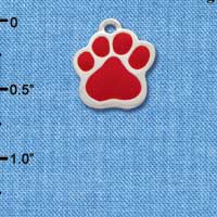 C1092 - Large Red Paw - Silver Charm