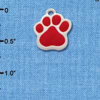 C1092 - Large Red Paw - Silver Charm