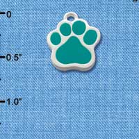 C1094 - Large Teal Paw - Silver Charm