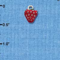 C1097 - Mini Enamel Strawberry - Silver Charm