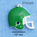 C1127* - Football Helmet - Green - Silver Charm