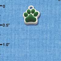 C1140 - Small Green Paw - Silver Charm