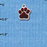 C1141 - Small Maroon Paw - Silver Charm