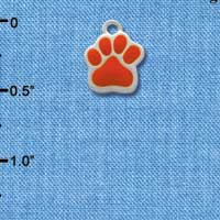 C1142 - Small Orange Paw - Silver Charm