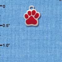 C1144 - Small Red Paw - Silver Charm