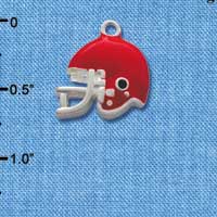 C1183* - Football Helmet - Red - Silver Charm Mini