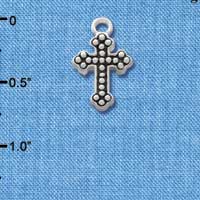 C1188 - Small Botonee Cross with Beaded Decoration - Silver Charm