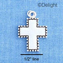 C1200 - White Cross with Beaded Border - Silver Charm