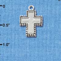 C1202 - Silver Cross with Beaded Border - Silver Charm