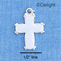C1207 - White Enamel Cross with Simple Border - Silver Charm