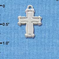 C1209 - Plain Silver Cross with Simple Border - Silver Charm