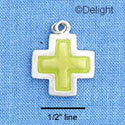 C1210 - Square Cross with Translucent Yellow Enamel - Silver Charm